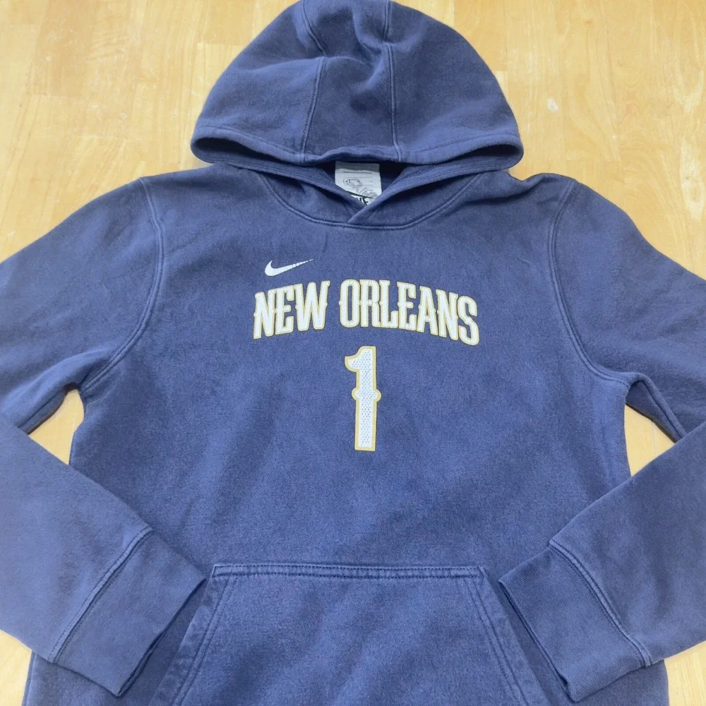 Nike Boys Hoodie NBA New Orleans Pelican Zion Williamson #1 Navy Blue Size XL